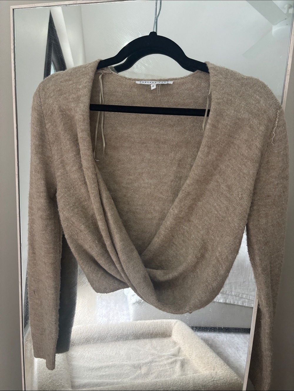 Endless Rose Taupe Twist-Front V-Neck Sweater